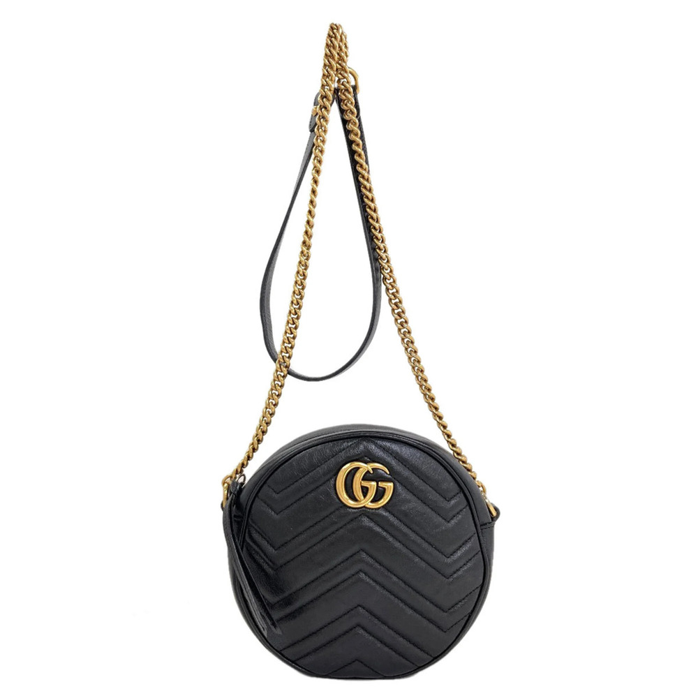 GUCCI Authentic Black GG Marmont Shoulder Bag